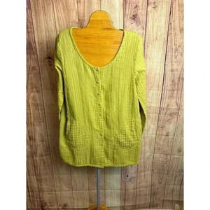 Eileen Fisher 100% Cotton Linen Tunic Top Yellow Size S